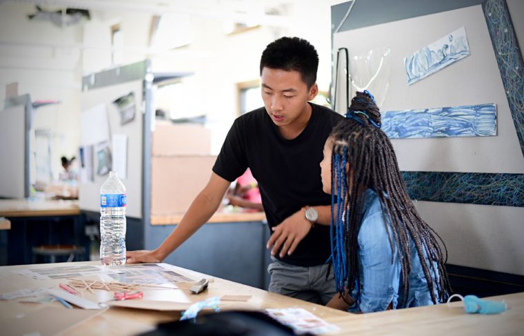 6.20.2016--Students work on architecture projects as part of the Sam Fox School's Alberti Program. James Byard/WUSTL Photos