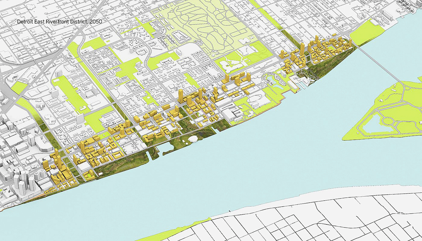 SOM's 50-year plan for Detroit's east riverfront