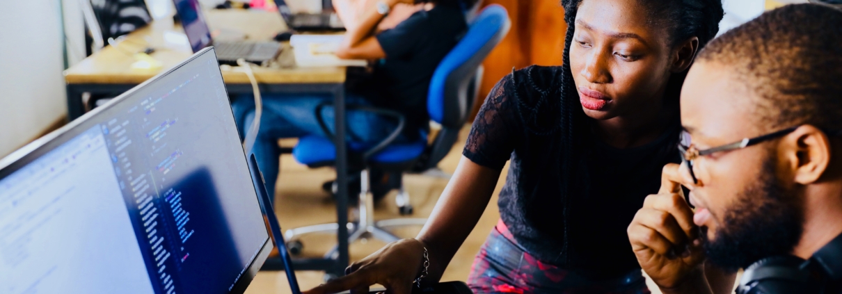 Students working at computer